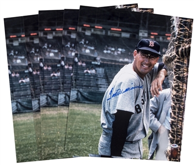 Lot of Five (5) Ted Williams Signed 16x20 Photos - Smiling With Arm On Batting Cage (PSA/DNA)